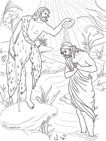 John The Baptist Baptizing Jesus Coloring Page